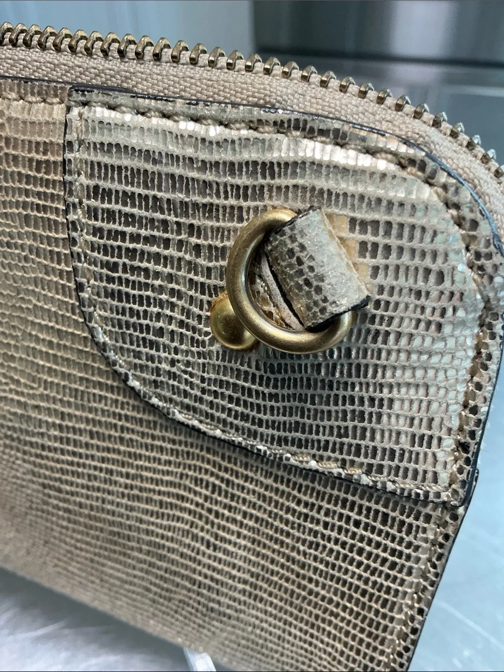 NWT Juicy Couture Gold Leather Wristlet